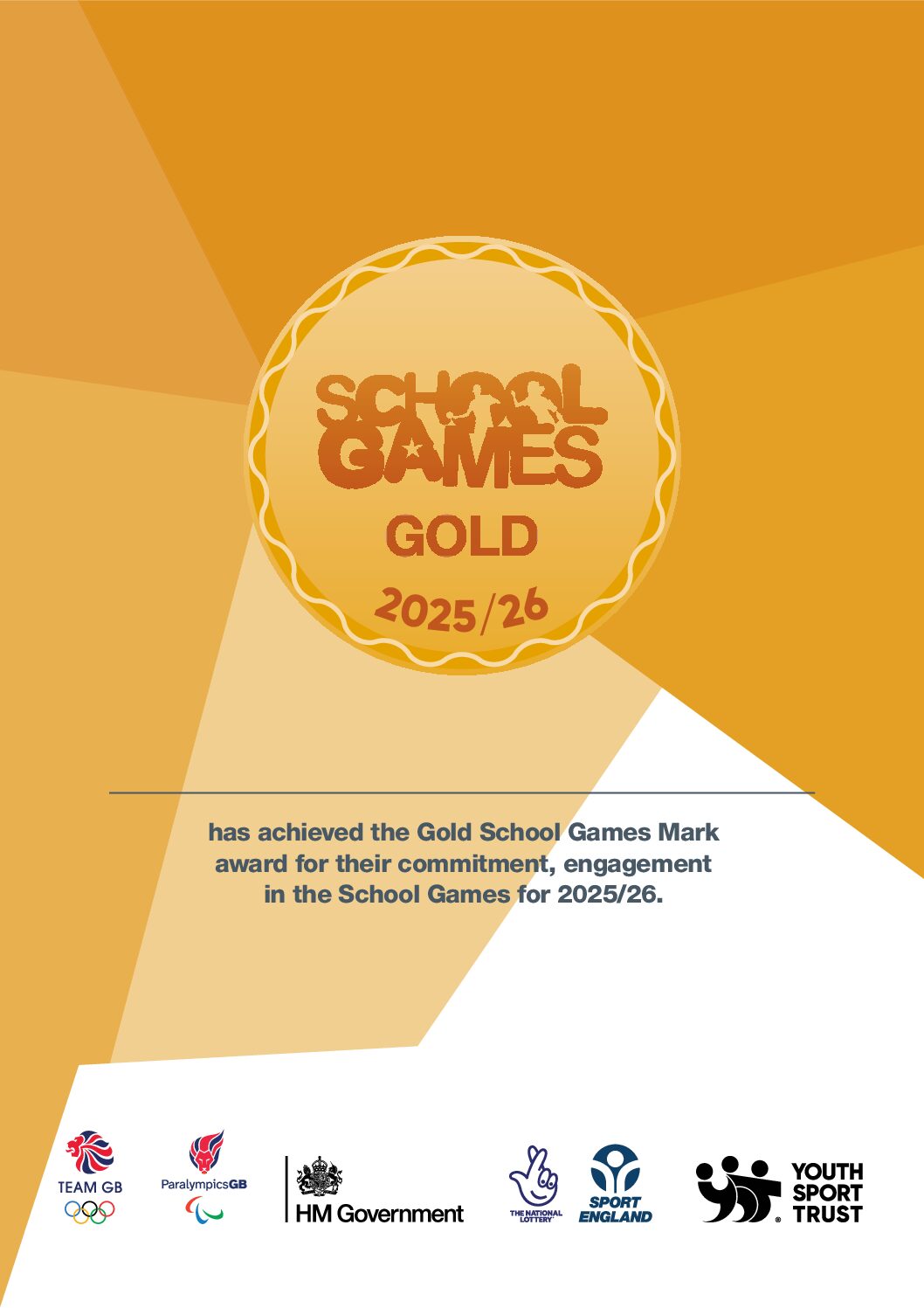 School Games – Gold Achievement 2025-2026